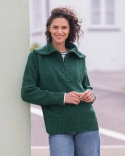 Flecked Zip Neck Sweater