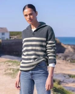 Lambswool / Organic Cotton Button Neck Sweater -Wear Luxe Shop 142178