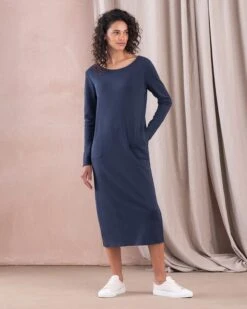 Organic Cotton Scoop Back Midi Dress -Wear Luxe Shop 142217