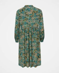 Printed Button Front Knee Length Dress -Wear Luxe Shop 142345