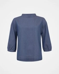 Twill Funnel Neck Top -Wear Luxe Shop 142369