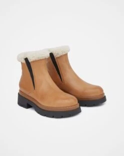 Sheepskin Trim Chunky Chelsea Boots -Wear Luxe Shop 144204