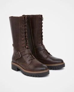 Strap Detail Tall Lace Up Boots -Wear Luxe Shop 144269