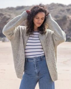 British Wool Cable Zip Cardigan