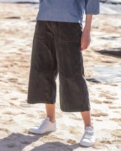 Organic Cotton Corduroy Wide Leg Crop Pants