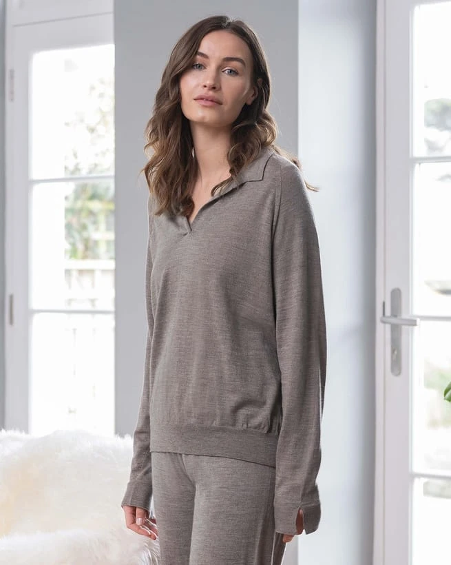 Fine Knit Merino Polo Sweater 2 Fine Knit Merino Polo Sweater - Image 2