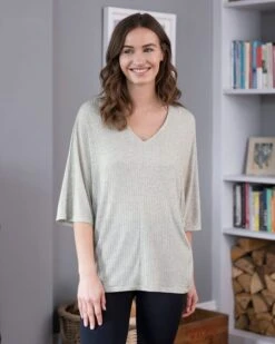 Cashmere Blend V Neck Slouch Top
