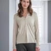 Wool Blend Long Sleeve Polo Top