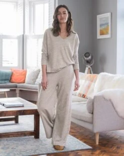 Organic Cotton Jersey V Neck Sweatshirt -Wear Luxe Shop 147708