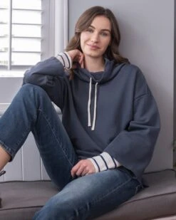 Organic Cotton Funnel Neck Sweatshirt -Wear Luxe Shop 147860