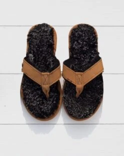 Ladies Shearling Flip Flops -Wear Luxe Shop 44677
