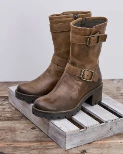 Block Heel Biker Boots