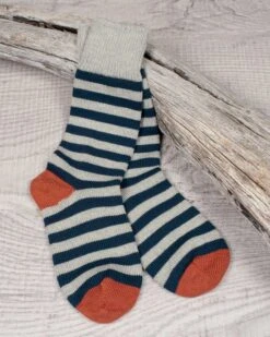 Ladies Merino Cotton Striped Socks -Wear Luxe Shop 74486