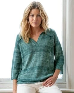 Linen Polo Top -Wear Luxe Shop 79063