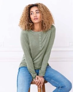 Linen Henley Top -Wear Luxe Shop 88555