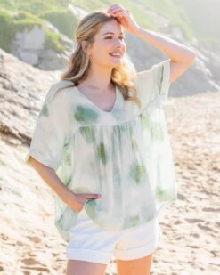 Linen V Neck Top
