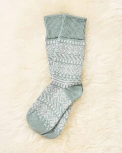 Ladies Fair Isle Merino Cotton Socks -Wear Luxe Shop 93557