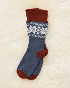 Ladies' Cashmere Cotton Fair Isle Socks -Wear Luxe Shop 93565