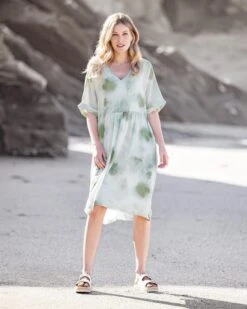 Linen V Neck Dress